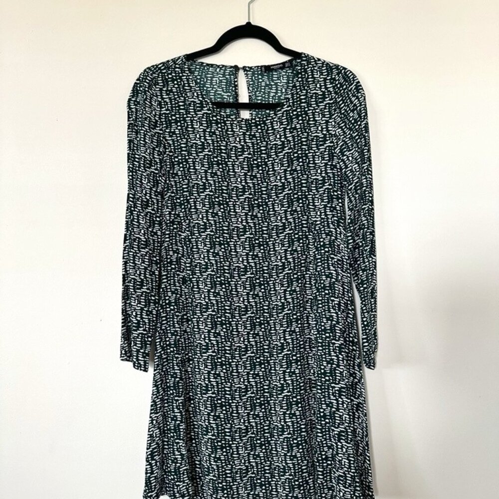 Mango, patterned long-sleeve dress, Size S